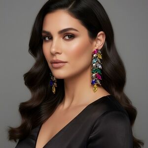 Glass Stone Drop Earrings